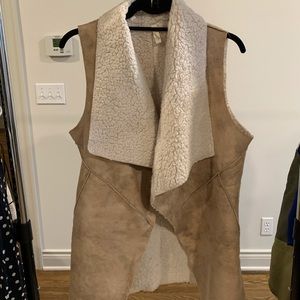 Sheepskin/faux leather cardigan